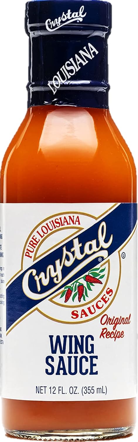 Crystal Pure Louisiana Original Wing Sauce, 12 Ounces (Pack of 1) - Aged Cayenne Peppers, Buffalo Wing Marinade, Bake, Broil, Grill...